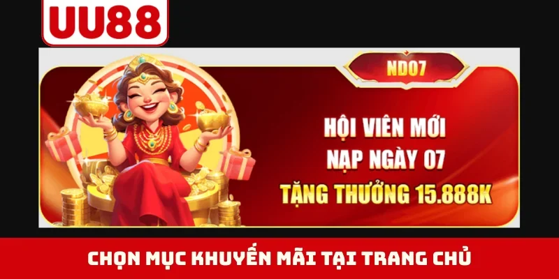Chọn mục khuyến mãi tại trang chủ